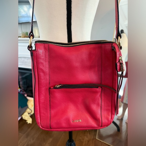 Lodis Red Leather SHoulder  Bag - Picture 1 of 9